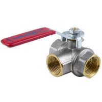 Кран шаровой латунь никель 3-ход 1020 Euro ВР полнопроходной рычаг Aquasfera