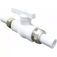 Кран шаровой PP-R полнопроходной белый с двусторонним разъемным соединением VALFEX