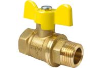 Кран шаровой латунь газ 11Б27фтМ ВР/НР полнопроходной бабочка VALFEX