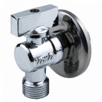 Кран шаровой латунный бытовой хром угловой 1042 НР бабочка Aquasfera