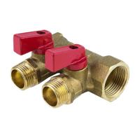 Коллектор латунь ВР/НР с шаровыми кранами, красные ручки 9026 Aquasfera