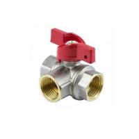 Кран шаровой латунь никель 3-ход 1021 Euro ВР полнопроходной бабочка Aquasfera