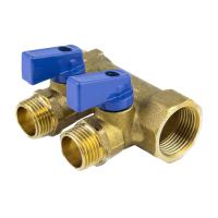 Коллектор латунь ВР/НР с шаровыми кранами, синие ручки 9025 Aquasfera