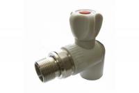 Кран шаровой PP-R 90гр серый НР угловой для радиатора VALFEX
