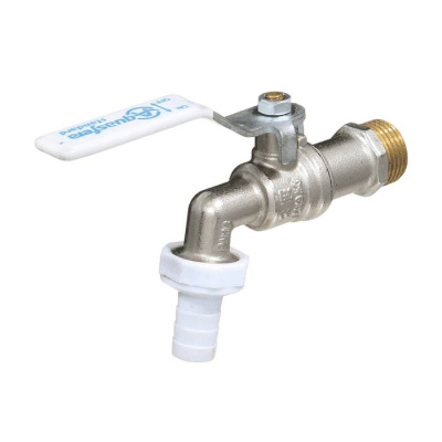 Кран шаровой латунь никелированная водоразборный со штуцером 1119 Standard НР/штуц Ру16 рычаг Aquasfera