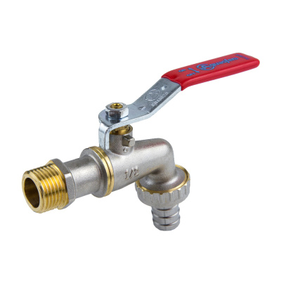 Кран шаровой латунь водоразборный со штуцером 1019 Euro НР/штуц Ру16 рычаг Aquasfera