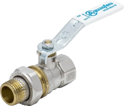 Кран шаровой латунь никель 1106 Standard ВР/"американка" полнопроходной рычаг Aquasfera