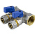 Коллектор для мп латунь ВР/НР с шаровыми кранами, синие ручки 7015 Aquasfera